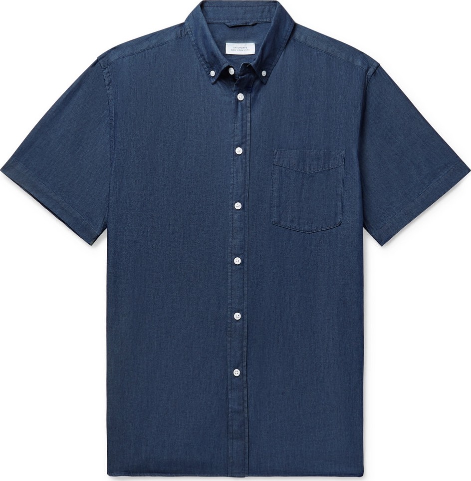 SATURDAYS NYC Button-Down Collar Denim Shirt