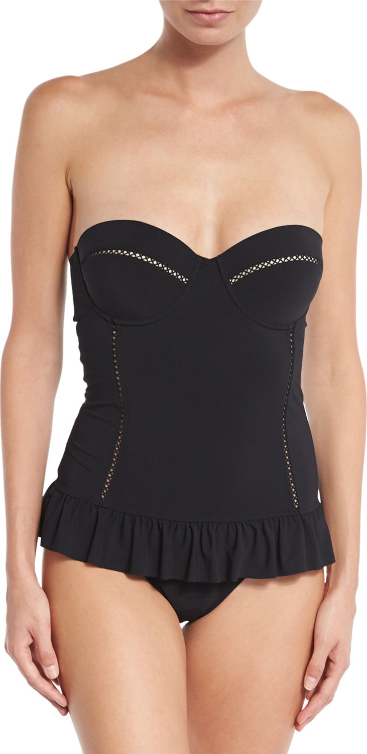Tory Burch Solid Flounce One-Piece Swimsuit