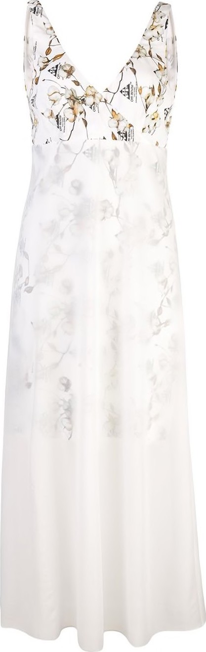Off White layered floral chiffon slip dress