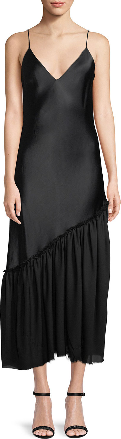 FRAME DENIM Sleeveless Satin Long Lounge Dress