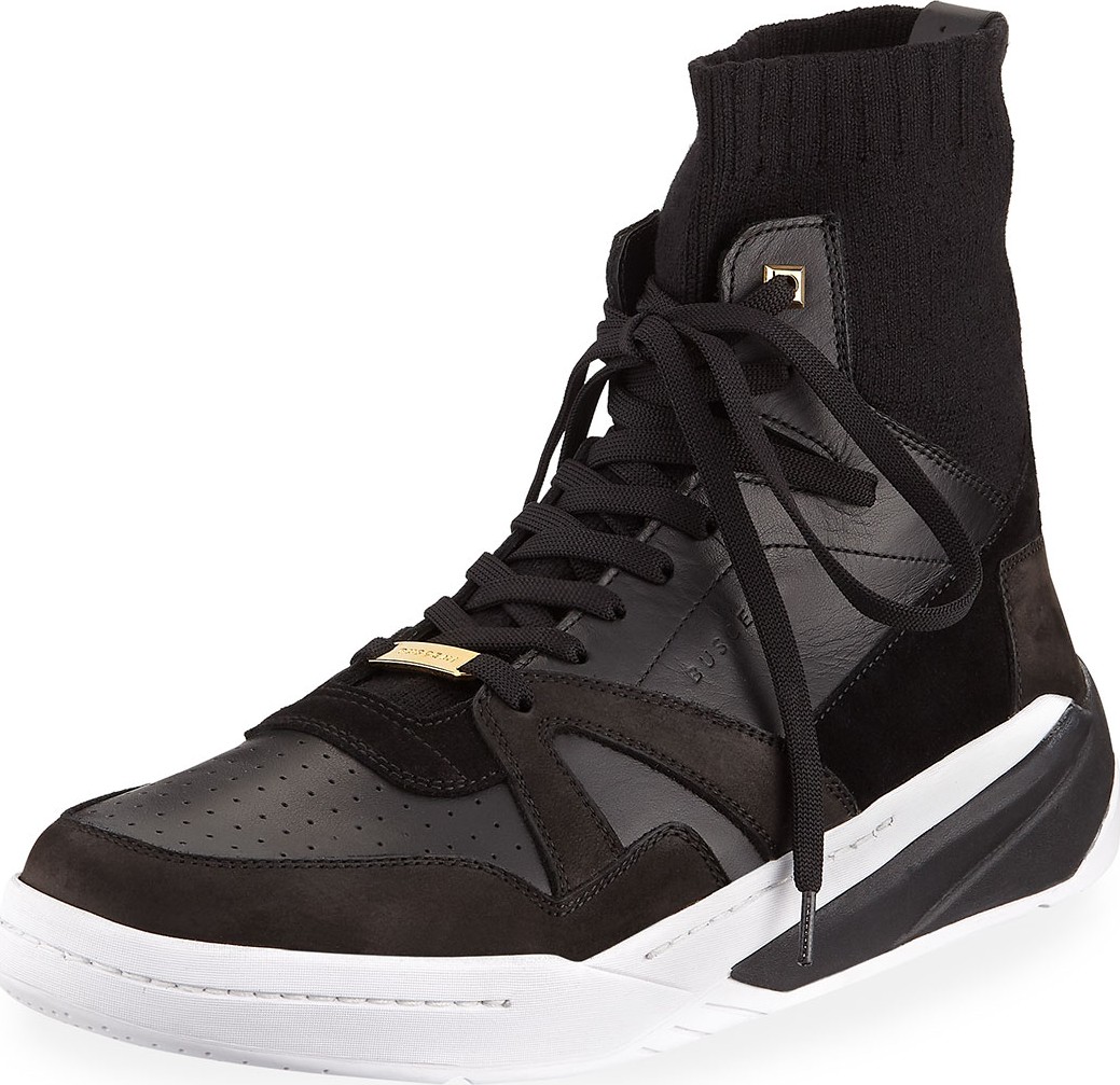 Buscemi Men's 150mm Leather High-Top Sock Sneakers