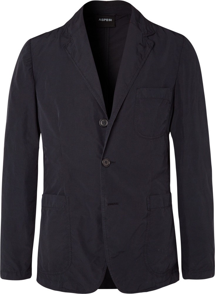 Aspesi Midnight-Blue Slim-Fit Unstructured Shell Blazer