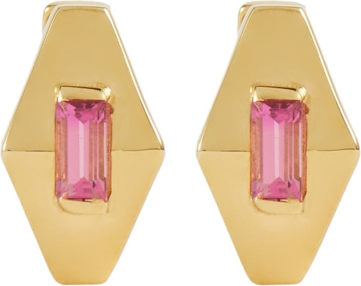 Aliita - Deco Rombo Mini 9kt gold earrings with tourmaline
