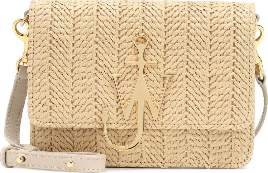 J.W.Anderson Logo raffia and leather shoulder bag