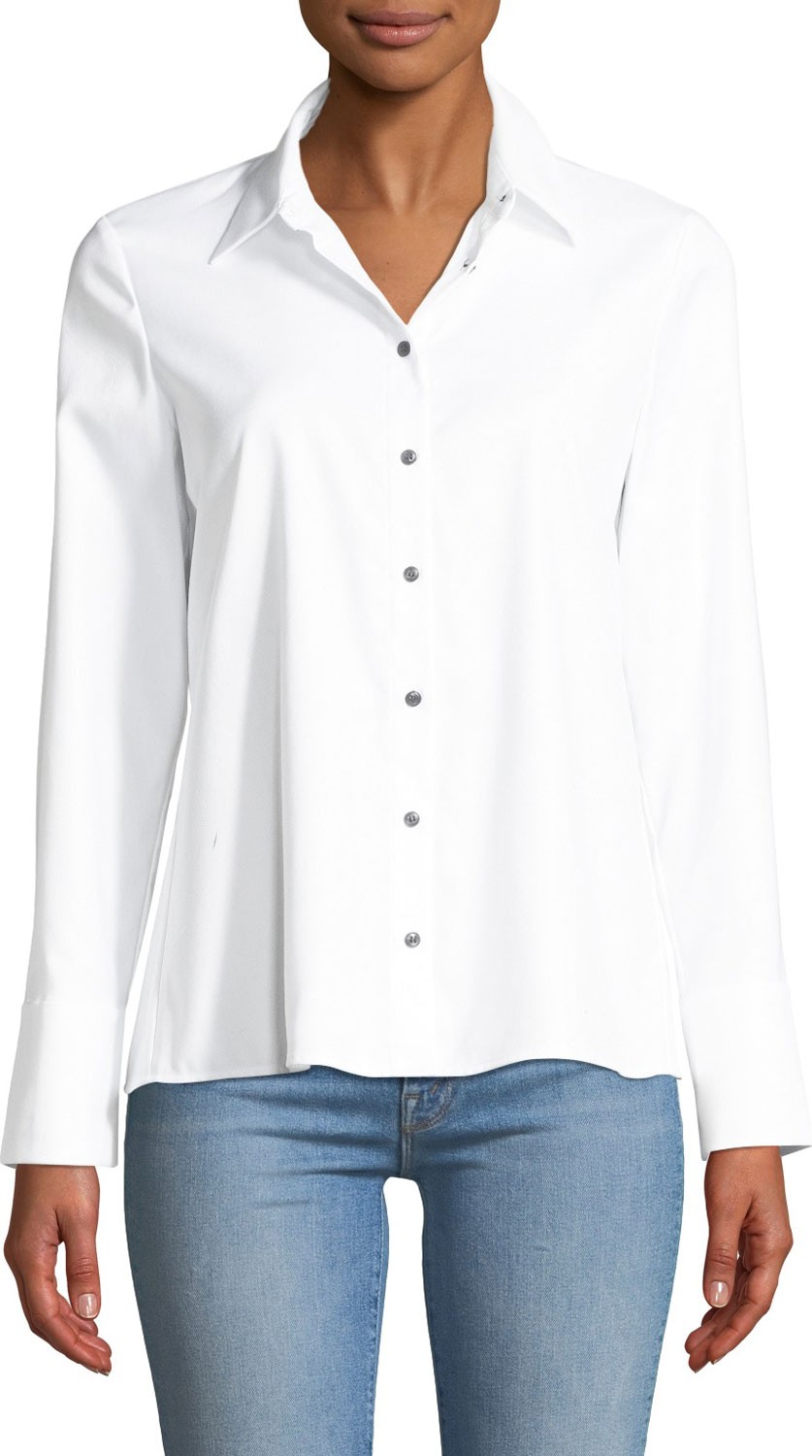 Club Monaco Jadyn Pleated Button-Front Poplin Shirt