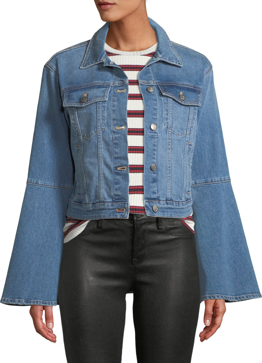 Joe's Jeans The Bell Sleeve Cropped Denim Trucker Jacket