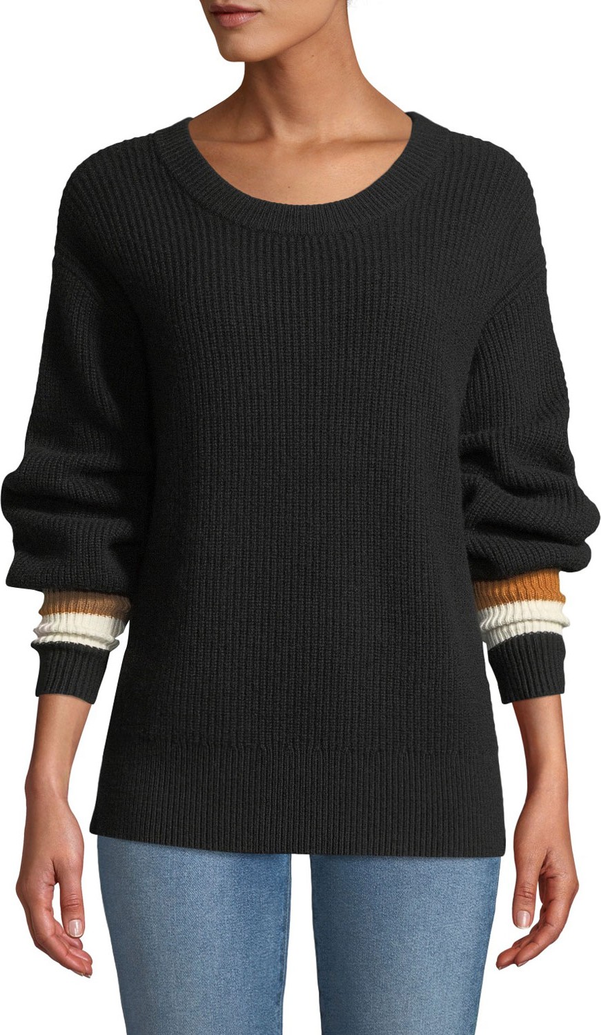 A.L.C. Jasper Colorblock-Cuffs Ribbed Cashmere-Blend Sweater