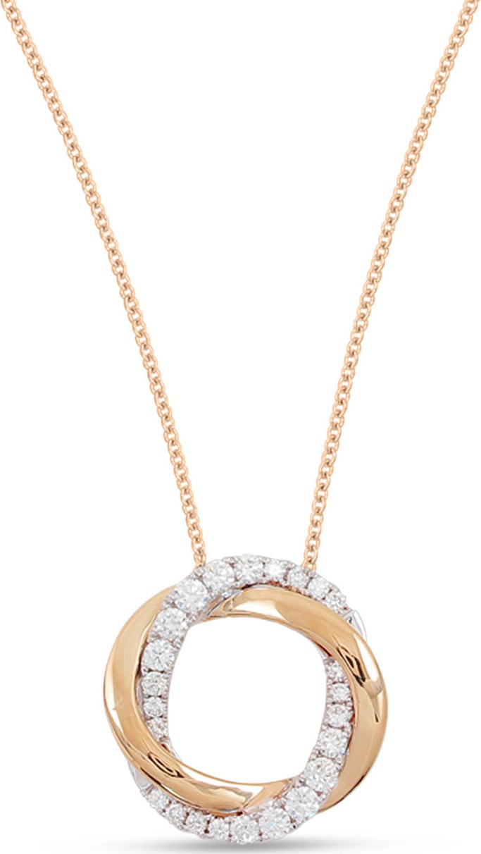 Frederic Sage 18k Pink & White Mini Halo Diamond Pendant Necklace