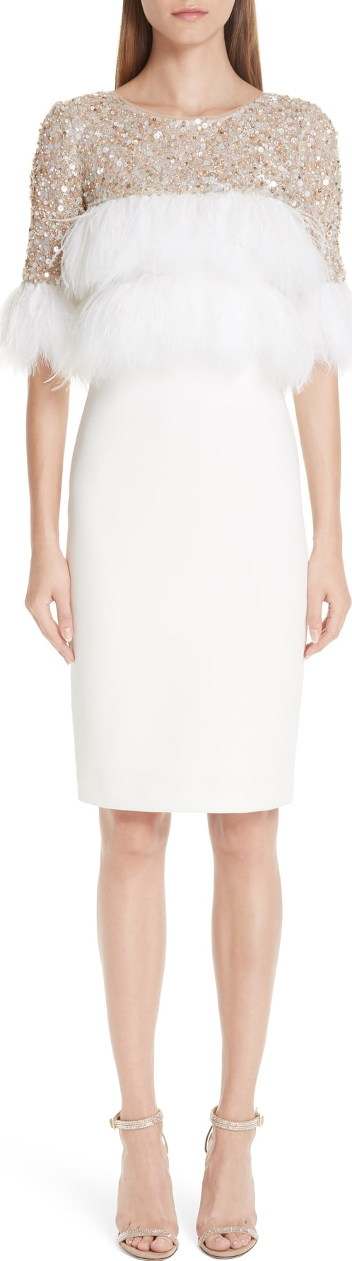 Badgley Mischka Feather Cocktail Dress