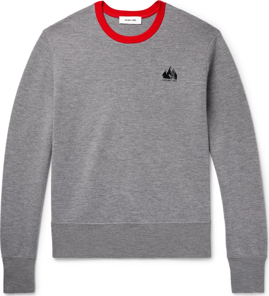 Helmut Lang Contrast-Tipped Merino Wool Sweatshirt
