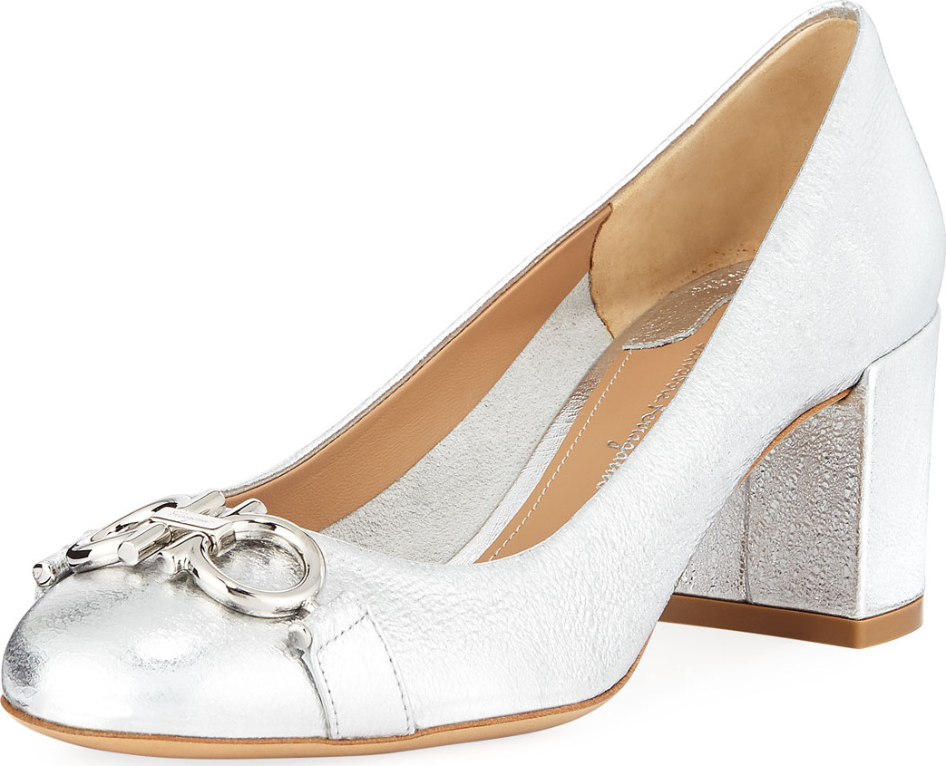 Salvatore Ferragamo Gancini Metallic Leather 55mm Pump