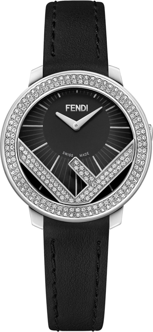 Fendi 28mm Run Away Watch w/ Diamonds, Black