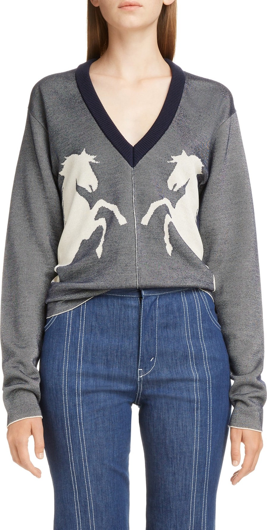 Chloe Horse Cotton Blend Sweater Chloe Horse Cotton Blend Sweater
