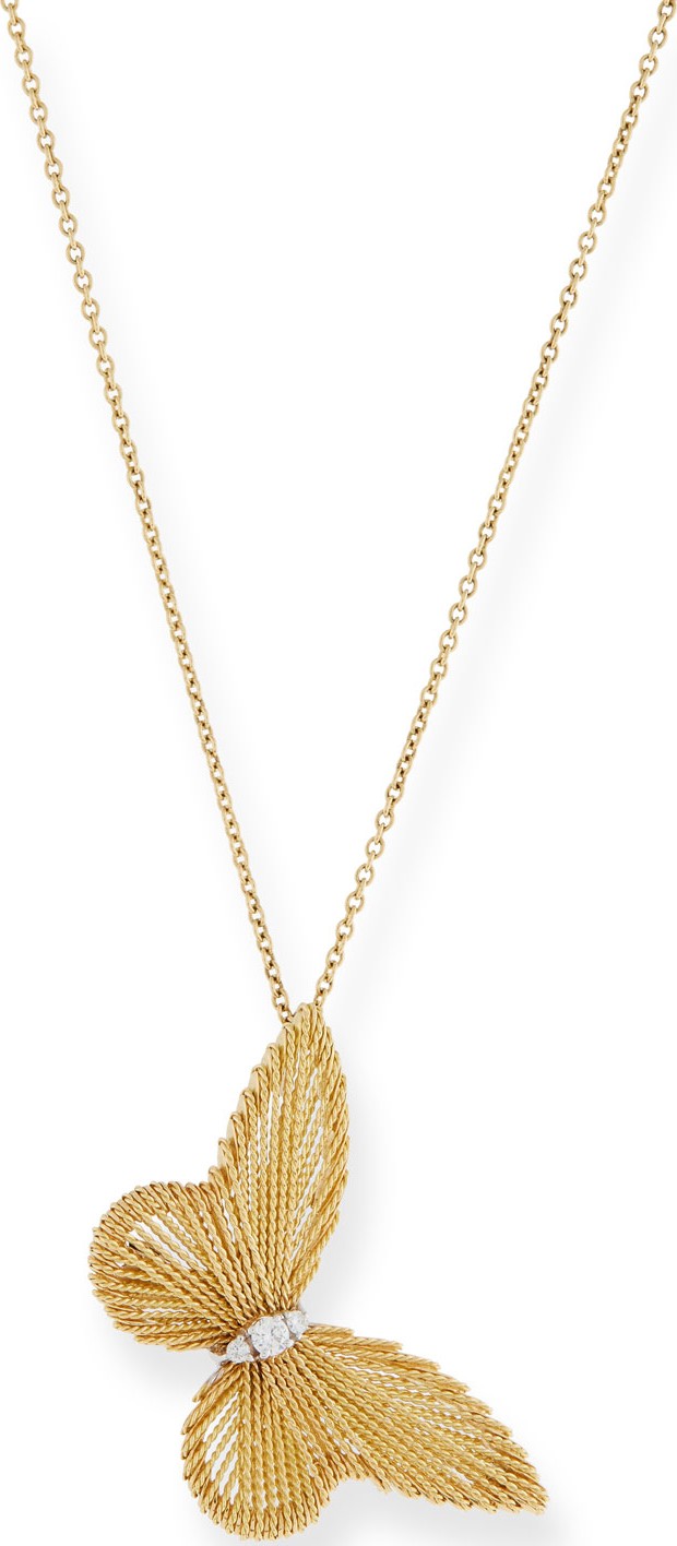 Staurino Fratelli Renaissance 18k Gold Butterfly Pendant Necklace