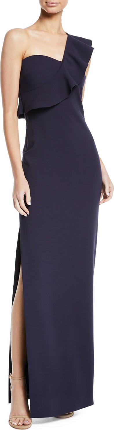 LIKELY Halsey Ruffle One-Shoulder Gown