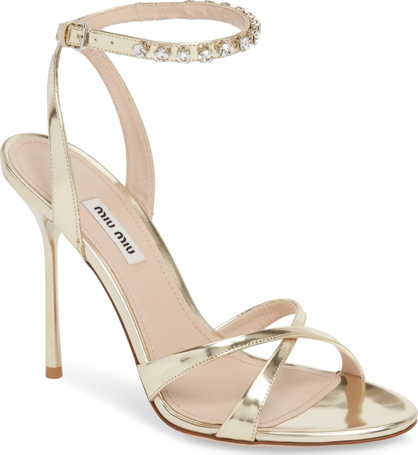 Miu Miu Embellished Metallic Sandal