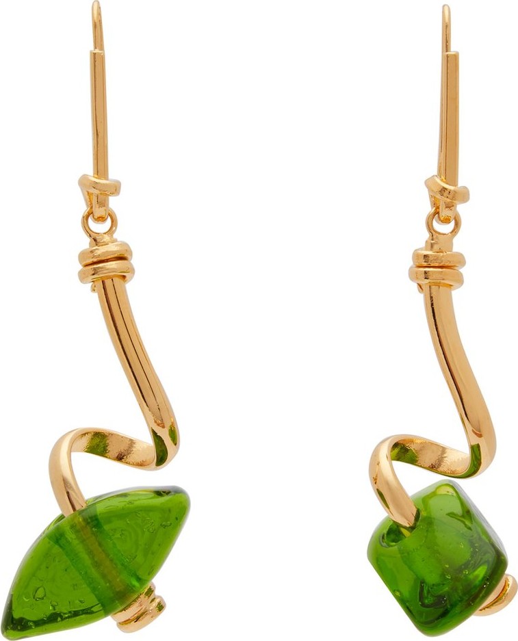 Marni Glass-bead spiral-bar earrings