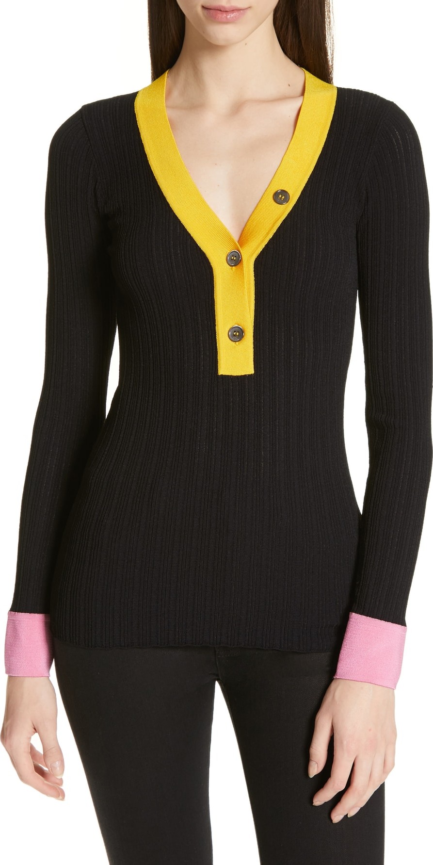 N°21 Nº21 Color Trim Ribbed Top