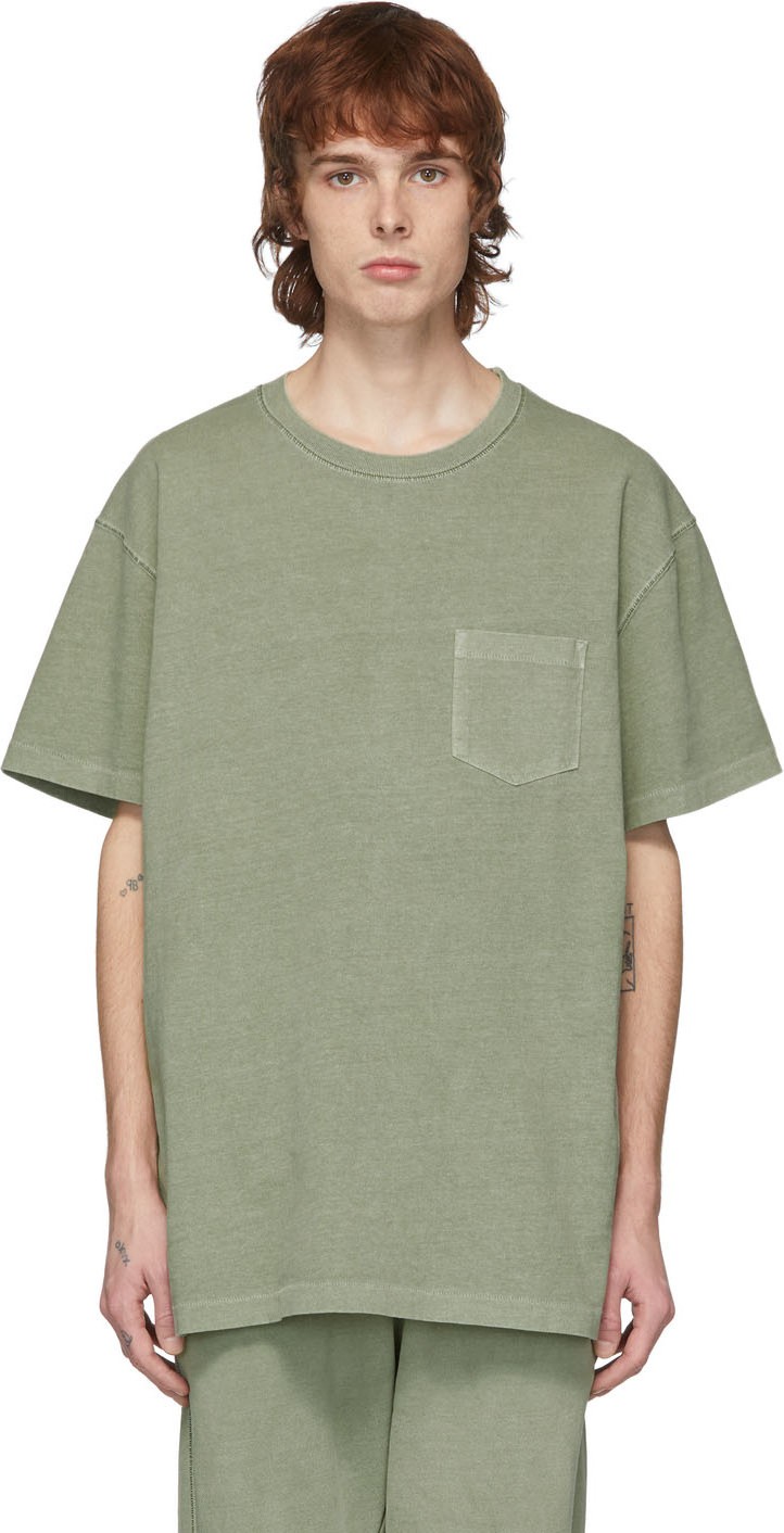 John Elliott Green Loose Stitch Pocket T-Shirt