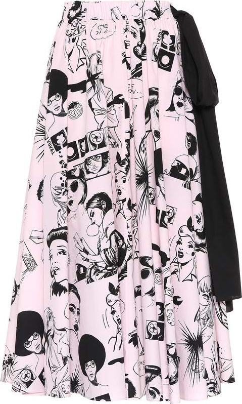 Prada Printed cotton midi skirt