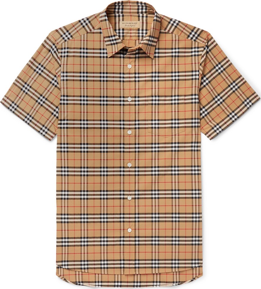 Burberry London England Checked Stretch-Cotton Poplin Shirt