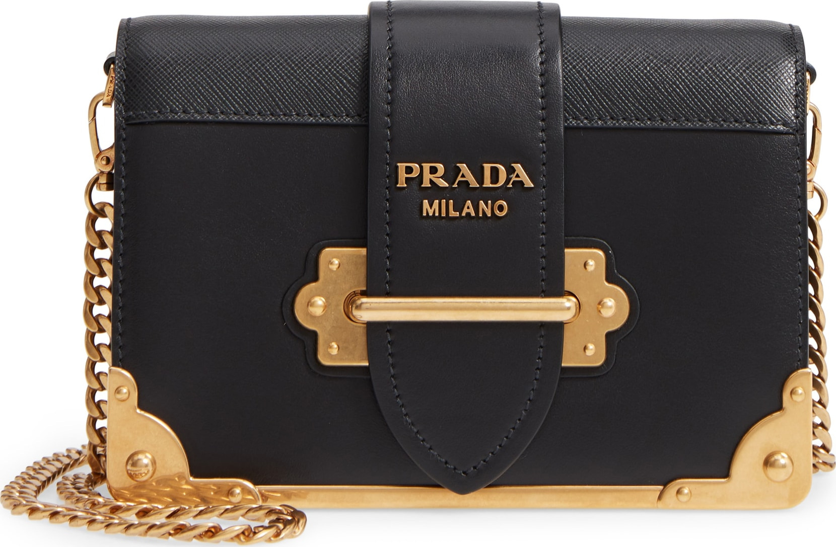 Prada Small Cahier Calfskin Leather Shoulder Bag