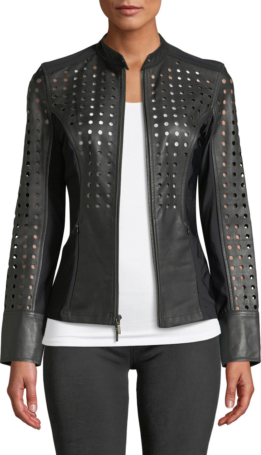 Anatomie Abigail Perforated Lamb Leather Motorcycle Jacket