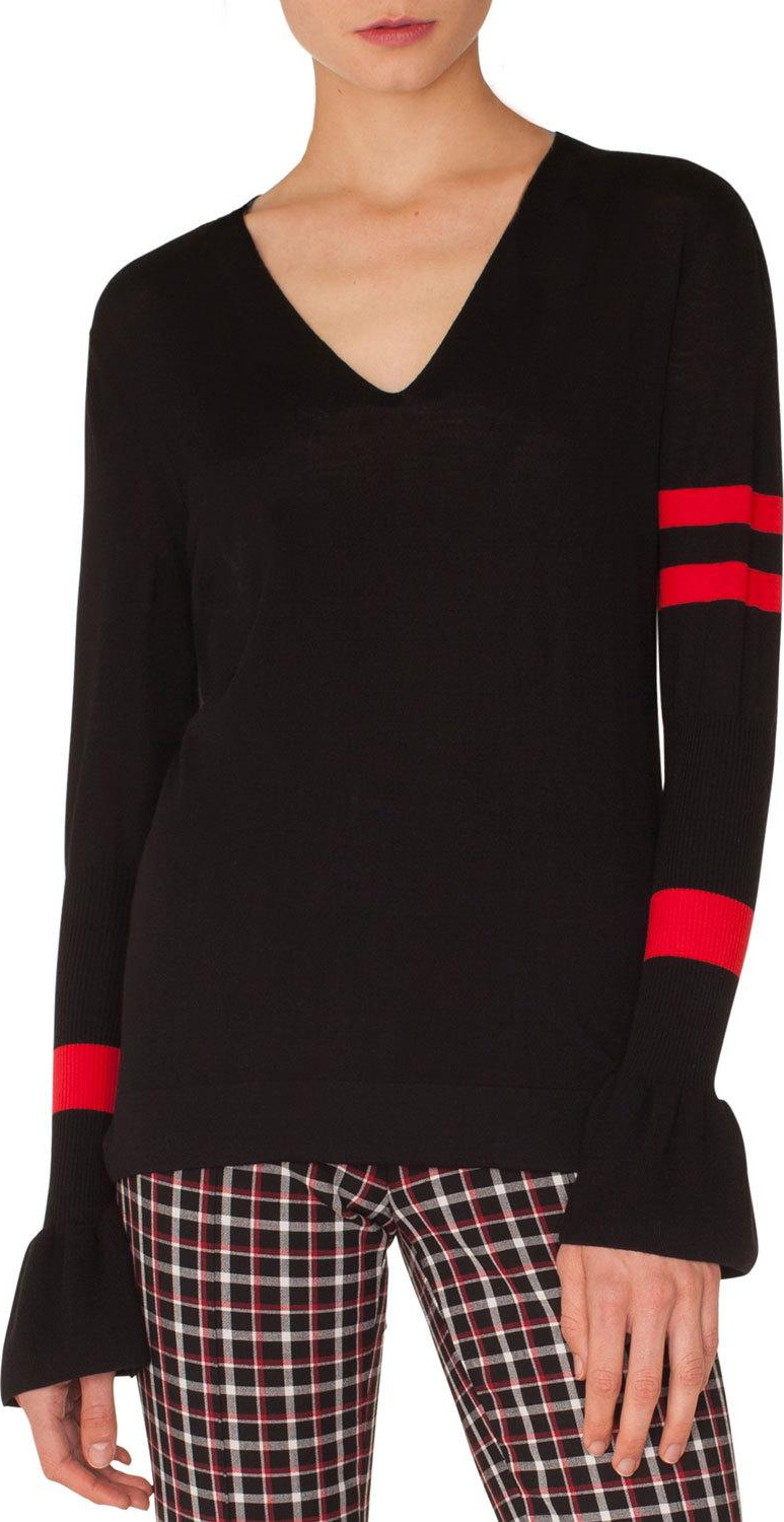 Akris Punto 3/4-Sleeve Perforated-Inset Sweater