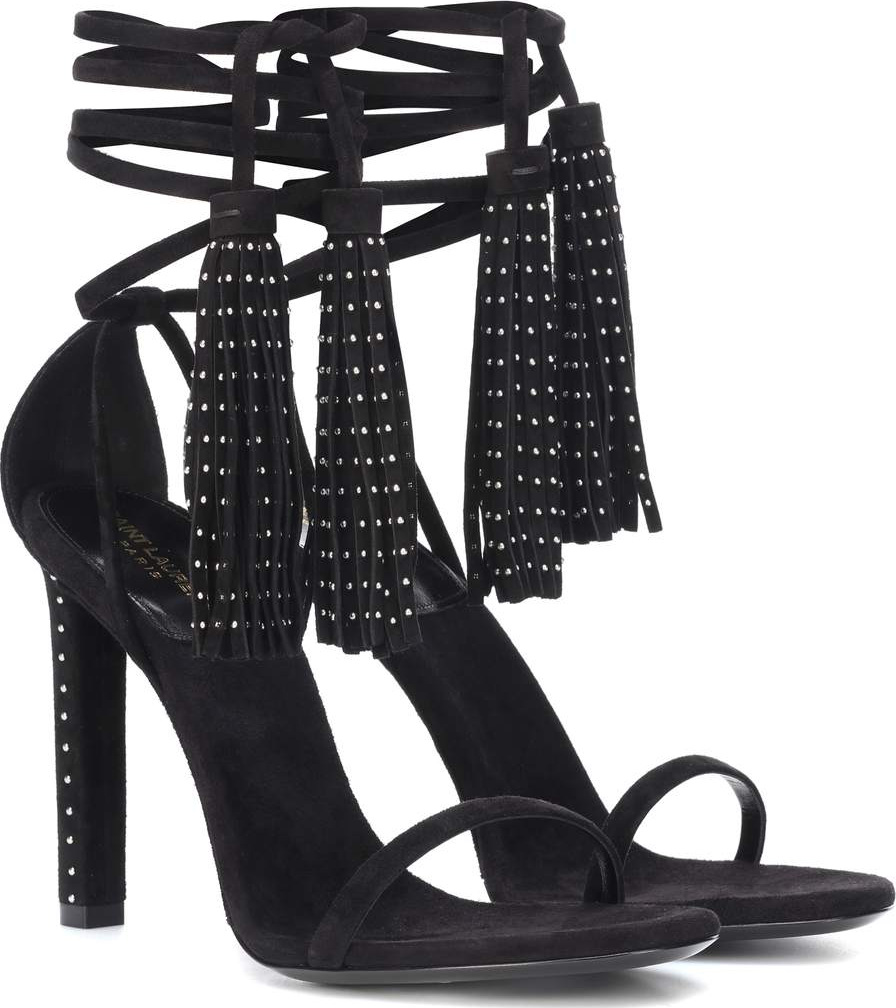 Saint Laurent Linn embellished suede sandals