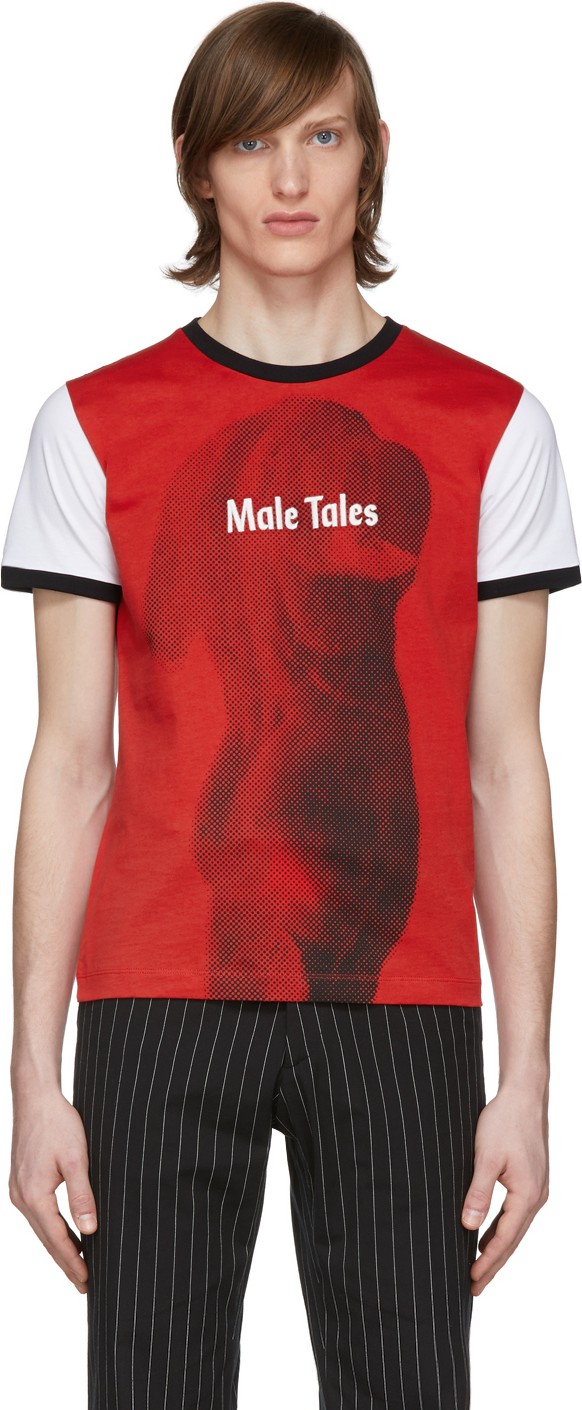 Paco Rabanne Red & White Peter Saville Edition 'Male Tales' T-Shirt