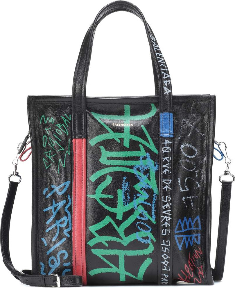 Balenciaga Graffiti Bazar XS leather shopper