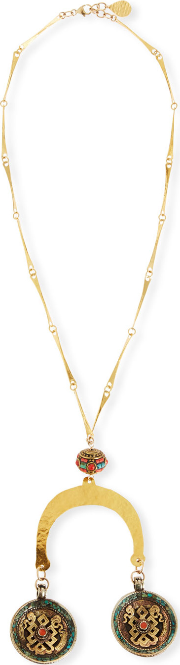 Devon Leigh Medallion Hammered Pendant Necklace