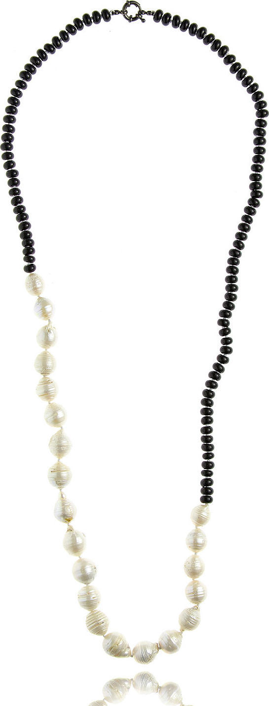 MCL by Matthew Campbell Laurenza Half Onyx & Baroque Pearl Necklace