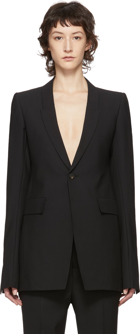 Rick Owens Black Wool Soft Blazer