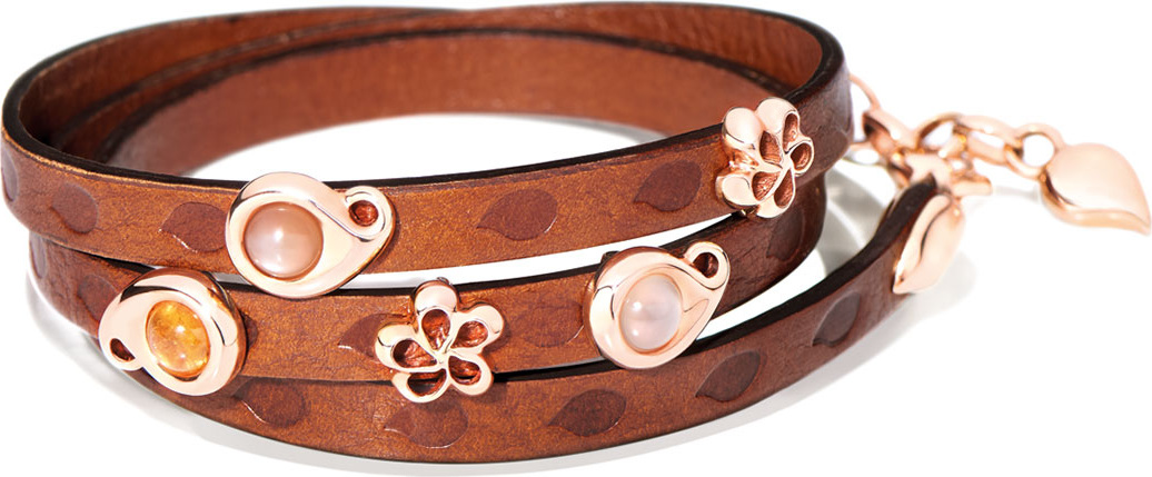 Tamara Comolli Loopy Camel Cabochon Leather Wrap Bracelet
