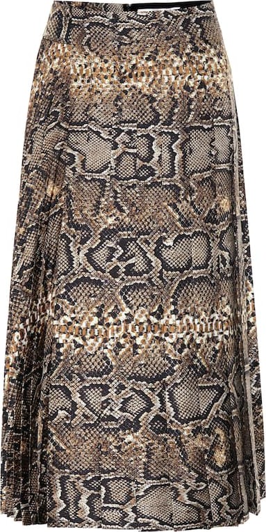 Victoria Beckham Pleated snake-effect silk skirt