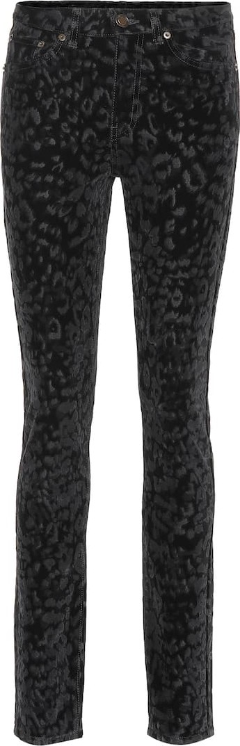 Saint Laurent Leopard velvet skinny jeans