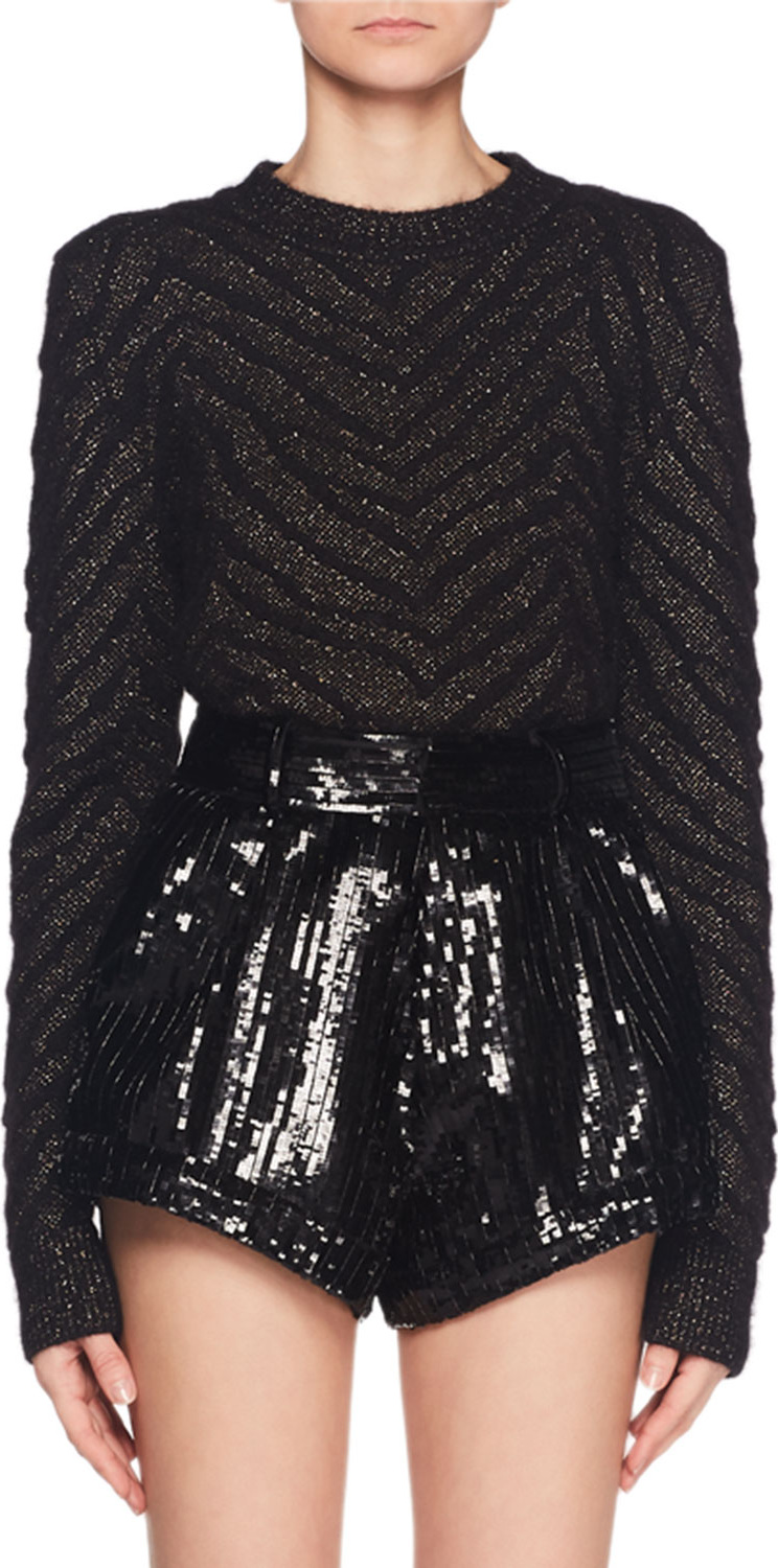 Saint Laurent Metallic Zebra-Jacquard Mohair-Blend Knit Sweater