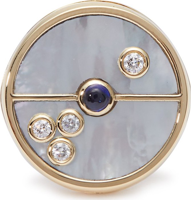 Retrouvai Compass diamond & gold signet ring