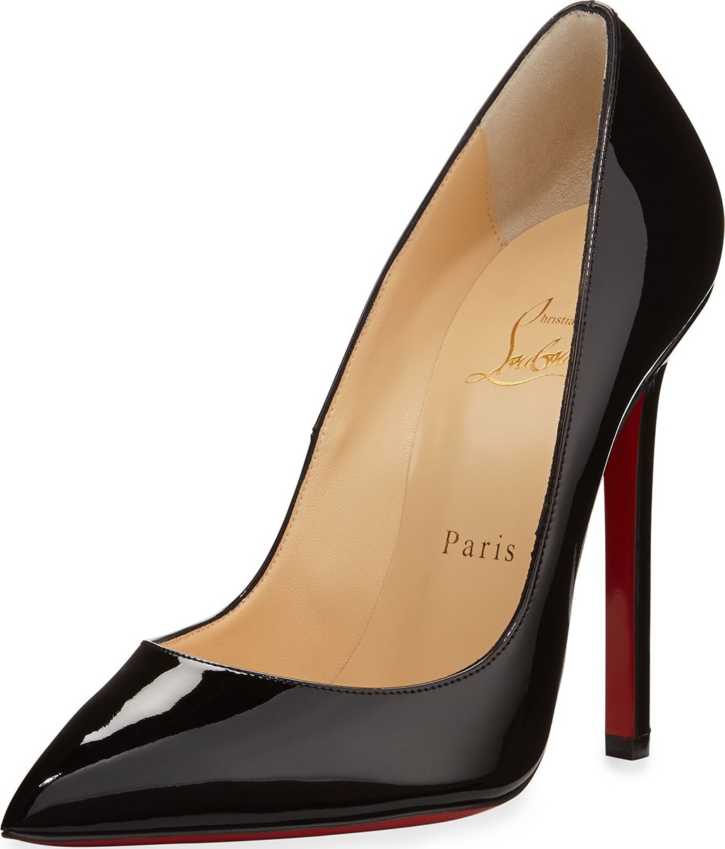 Christian Louboutin Pigalle Patent Leather Red Sole Pumps, Black