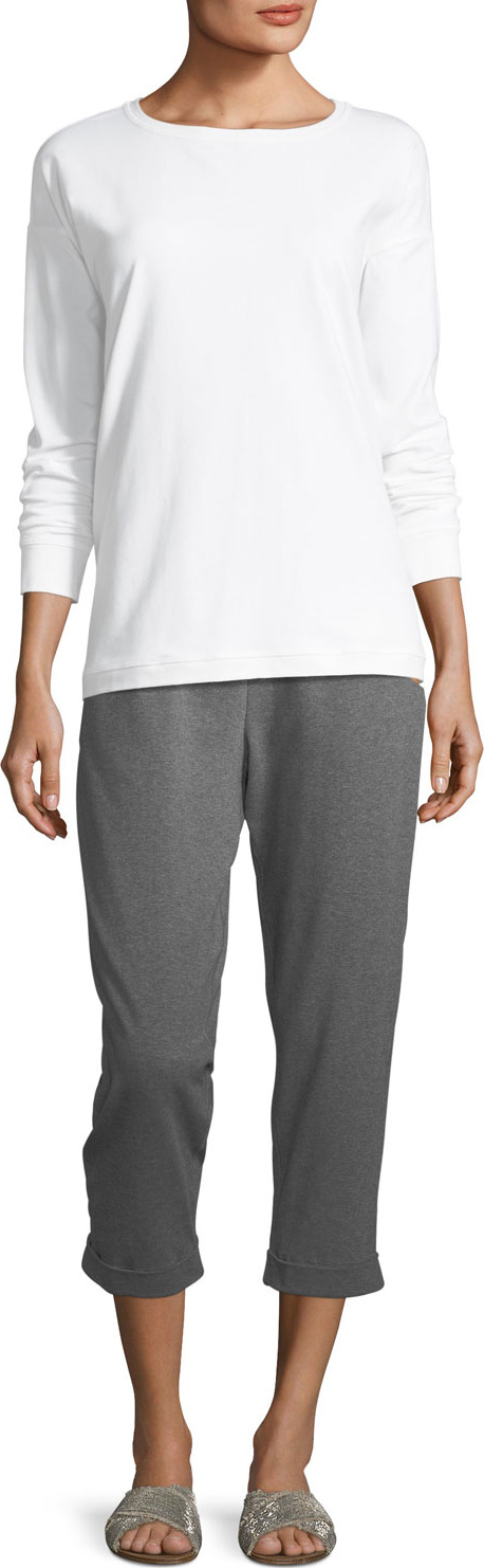 Eileen Fisher Heathered Stretch Jersey Slouchy Cropped Pants