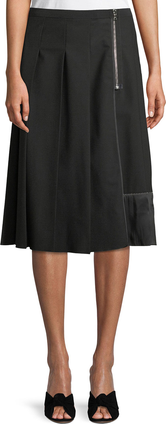 MARC JACOBS Pleated Side-Zip A-Line Wool Skirt
