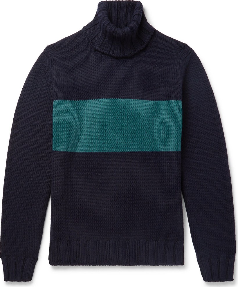 Lardini Slim-Fit Striped Wool Rollneck Sweater