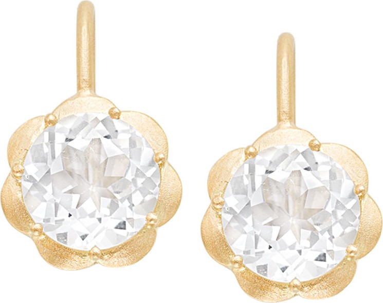 Jamie Wolf Petite Scallop Drop Earrings in White Topaz
