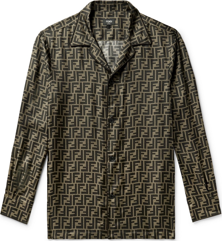 Fendi Logo-Print Silk-Satin Shirt