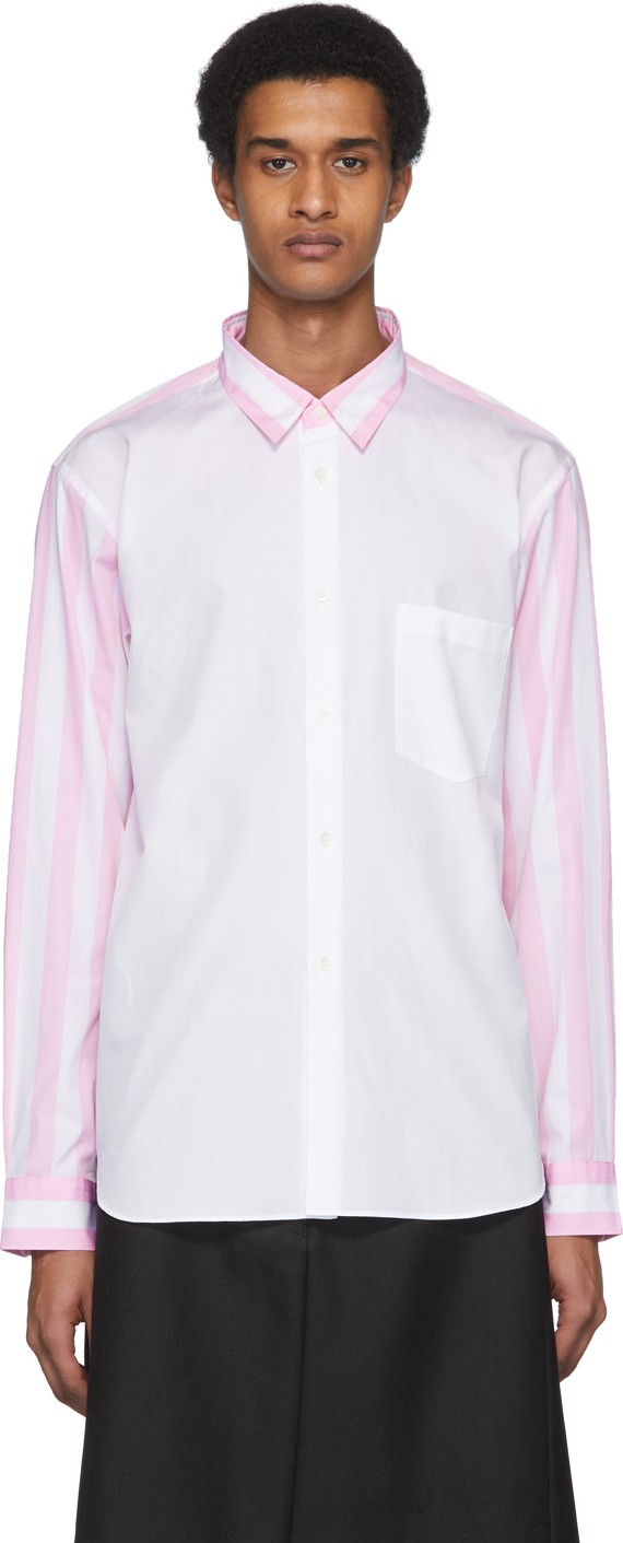 Comme Des Garçons Homme Plus Pink & White Striped Shirt