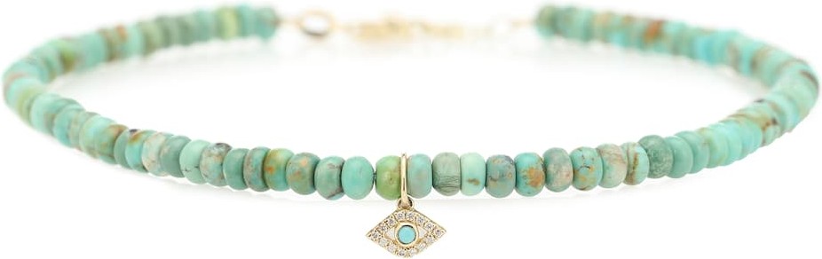 Sydney Evan Exclusive to Mytheresa – Evil Eye 14kt gold, turquoise and diamond bracelet