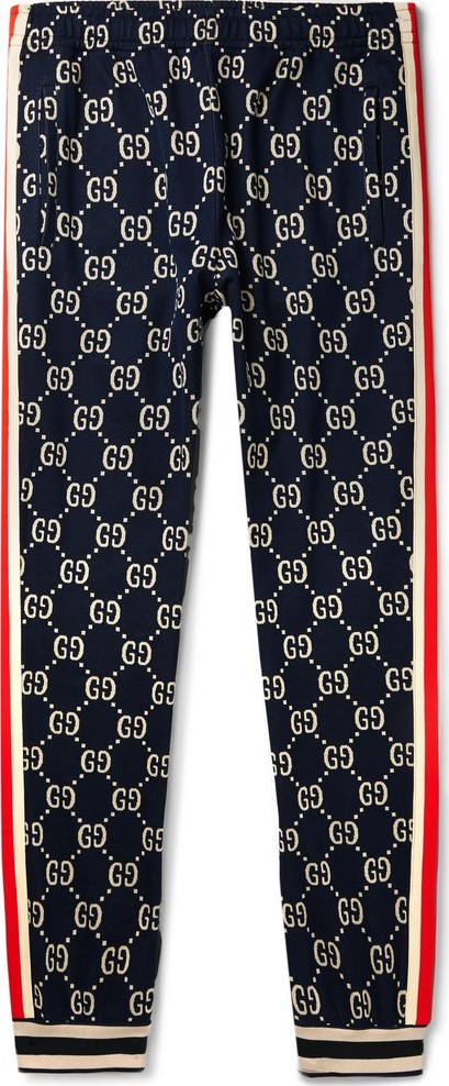 Gucci Striped Logo-Intarsia Cotton Track Pants