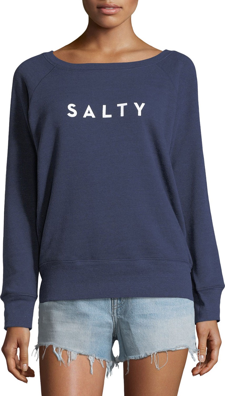MILLY Salty Boat-Neck Pullover Sweatshirt