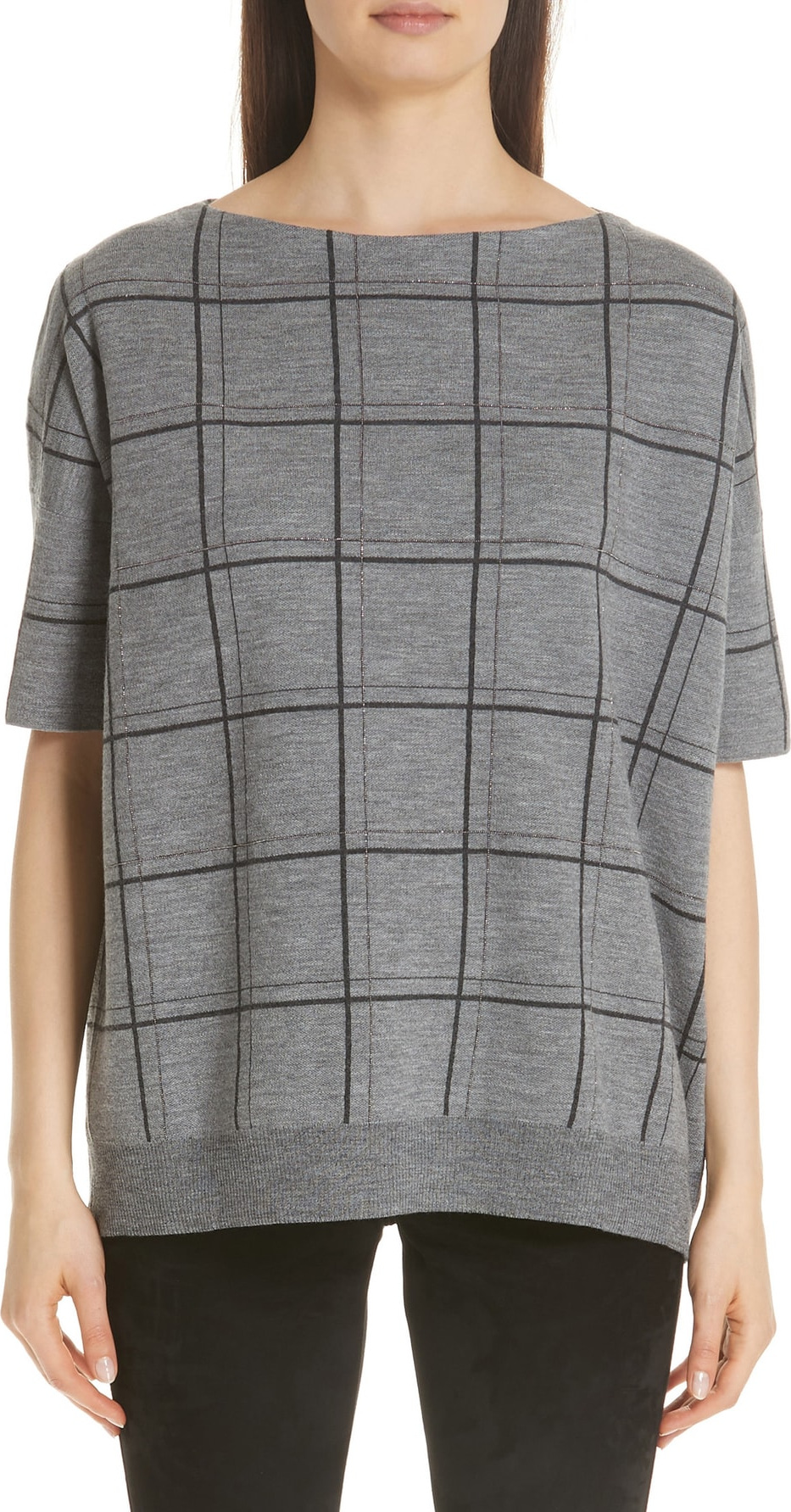 Lafayette 148 New York Chain Embellished Oversize Jacquard Sweater